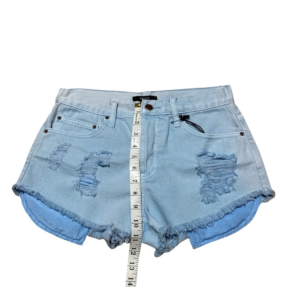 Forever 21 Jean Shorts Women’s 27 Casual Denim Distressed High Rise Button Fly